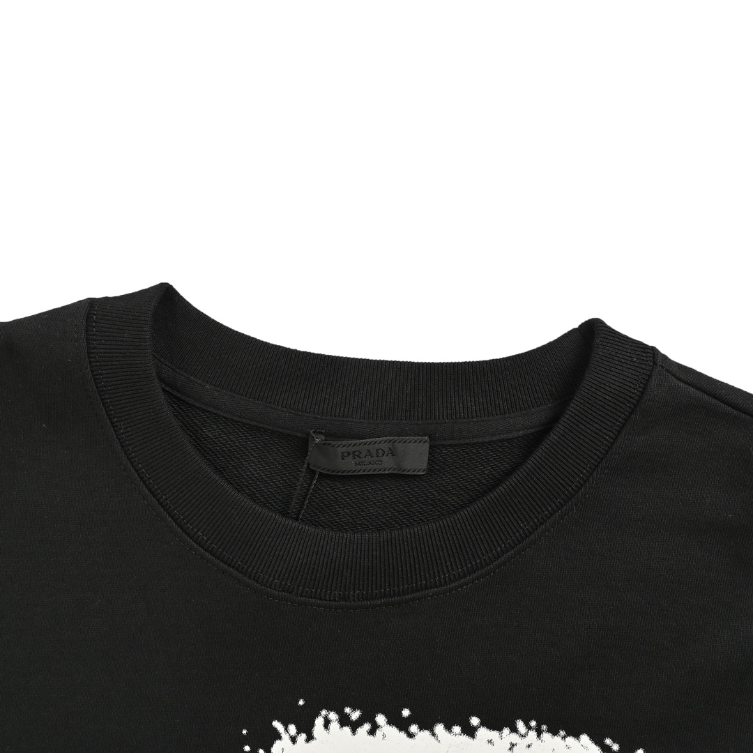 Prada 24Fw ink-splashed triangle logo print crewneck sweatshirt
