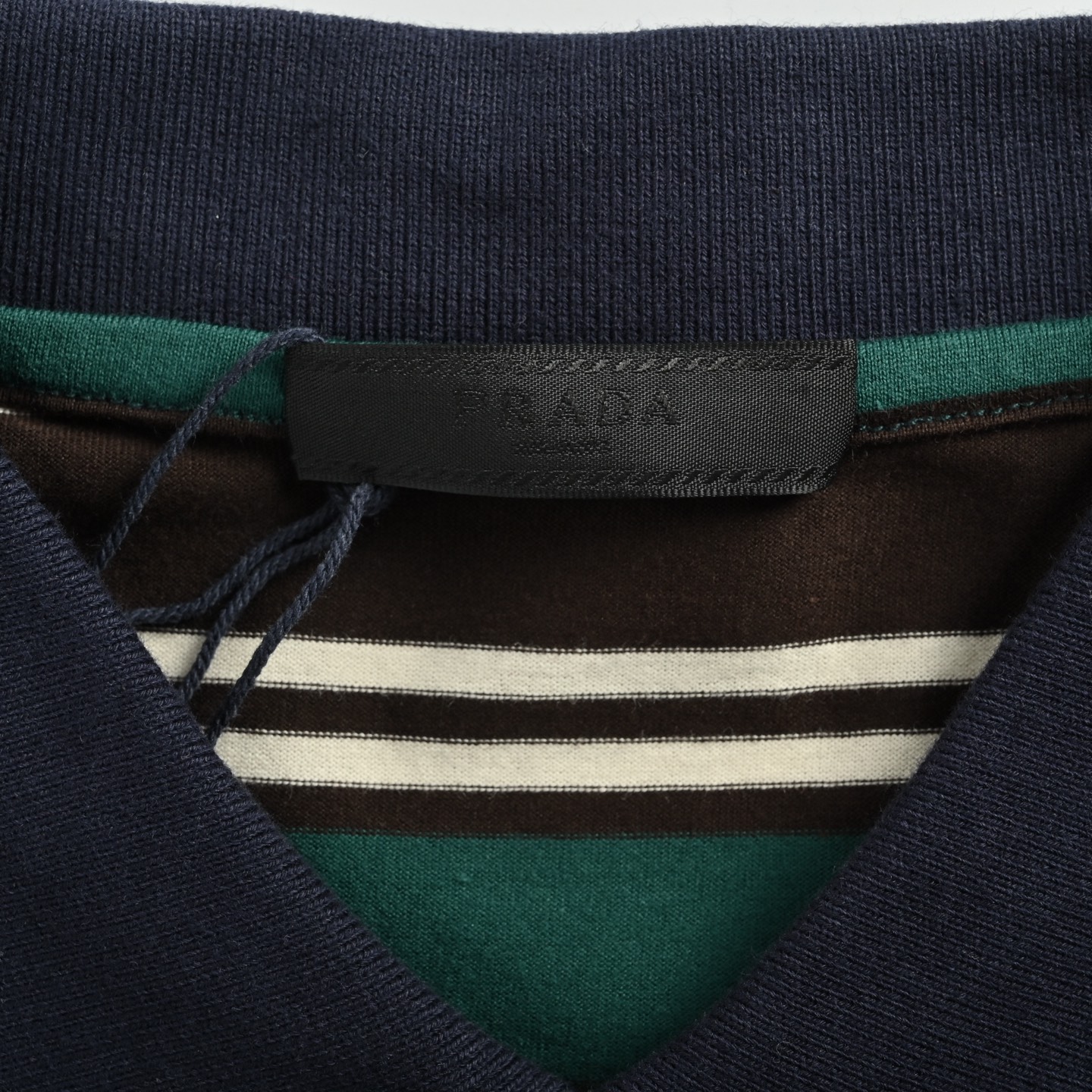 Prada 25ss red and green striped Polo short sleeve