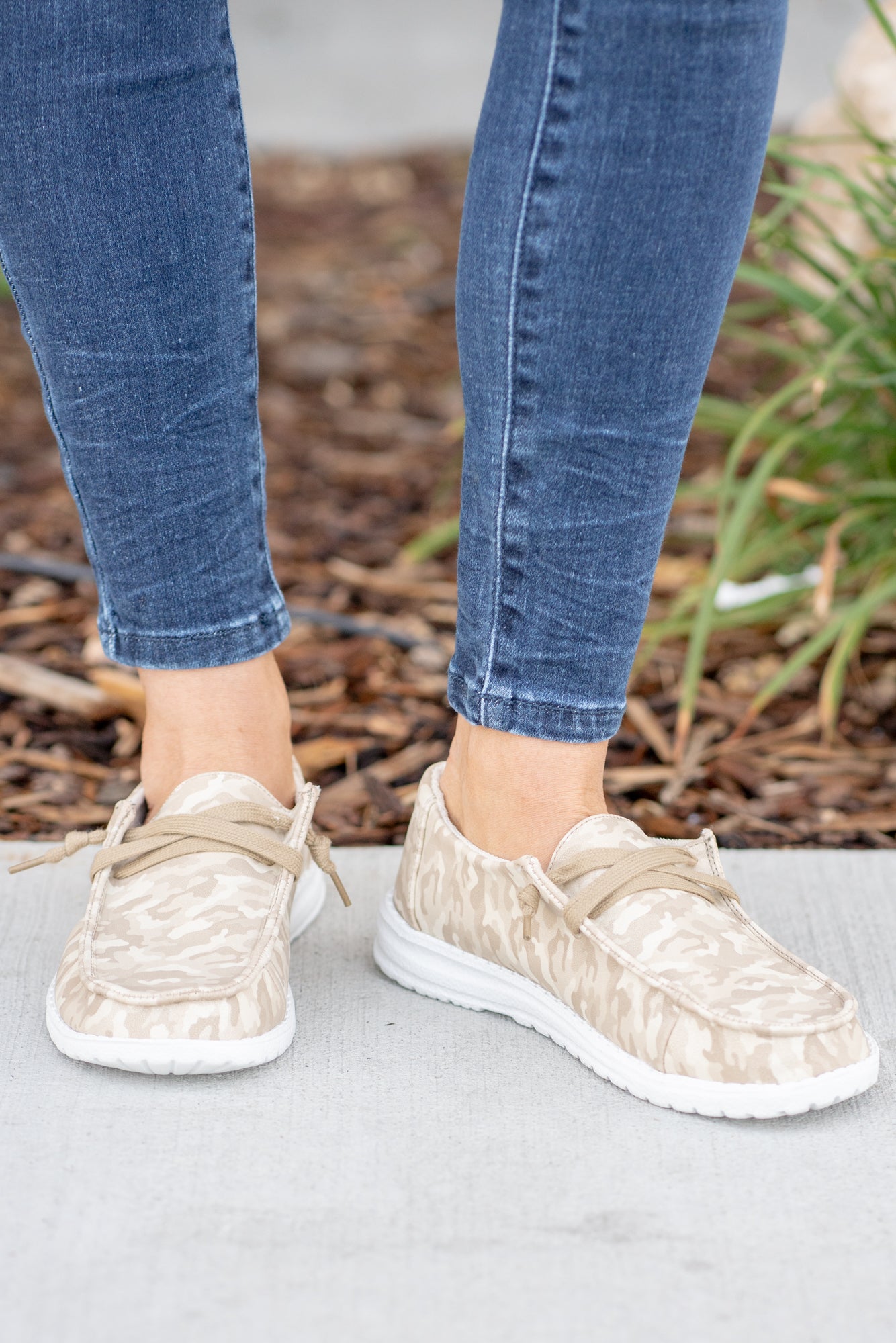 River Camo Print Boat Shoes - Nude