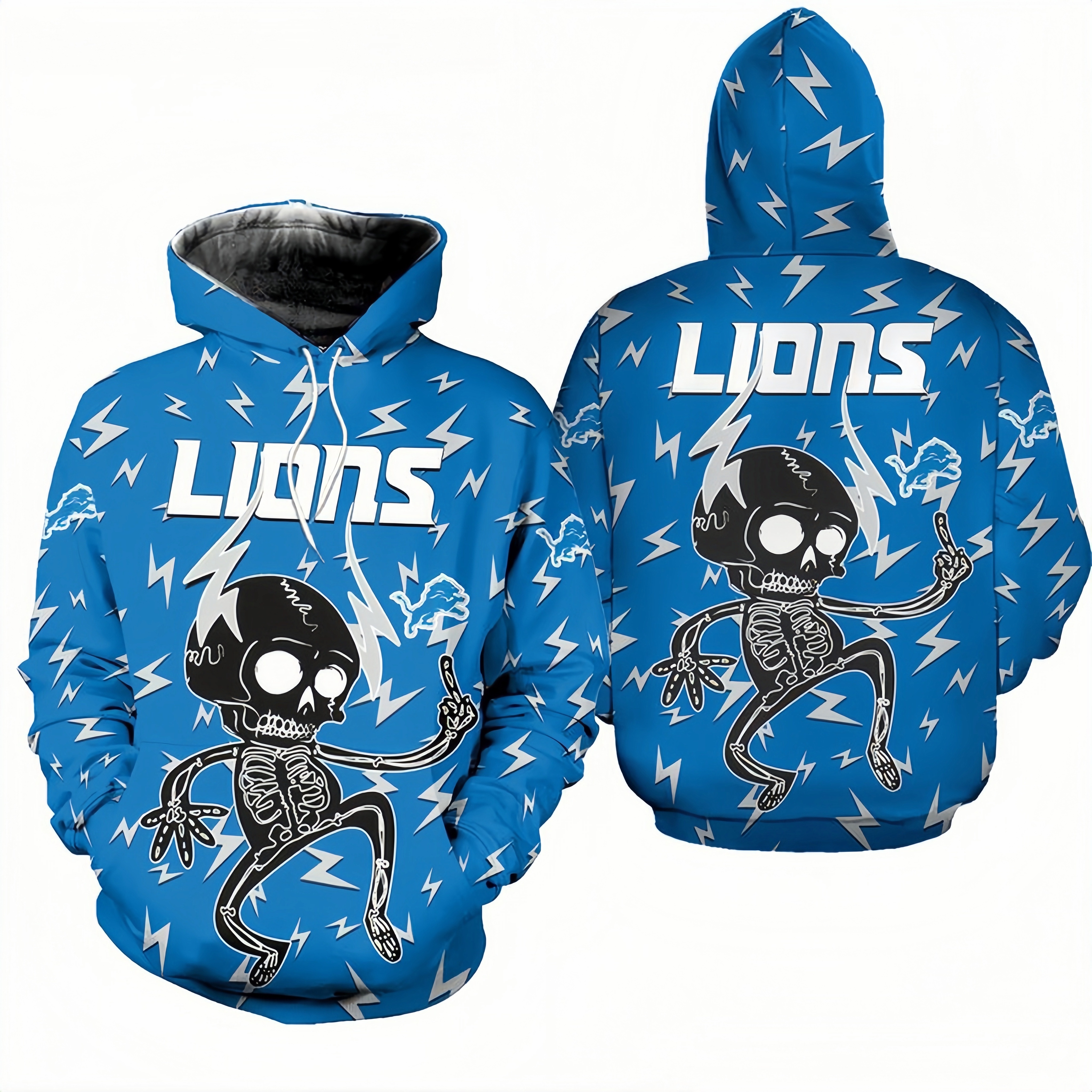 DETROIT LIONS 3D ELECTRIC SHOCK CUTE SKELETON