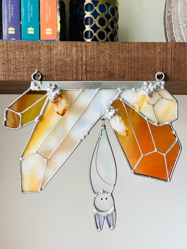 ✨ Handcrafted Stained Glass Art Collection – Nature’s Beauty in Every Piece! 🌿🐝🦇