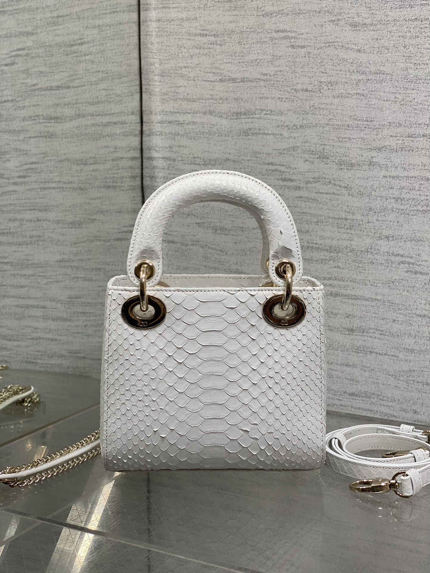 Dior Lady three-grid rare snakeskin Princess Diana bag