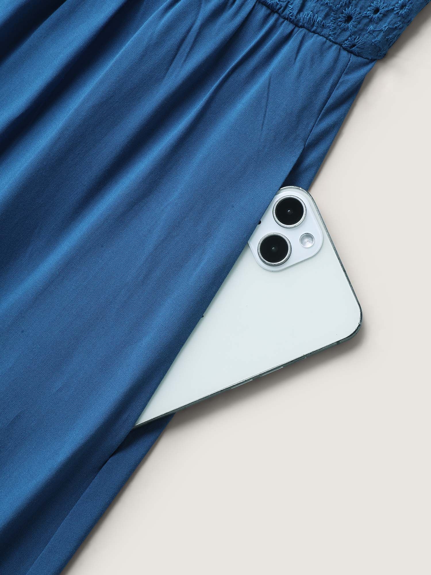 Rayon Lace Pleated Tiered Midi Dress