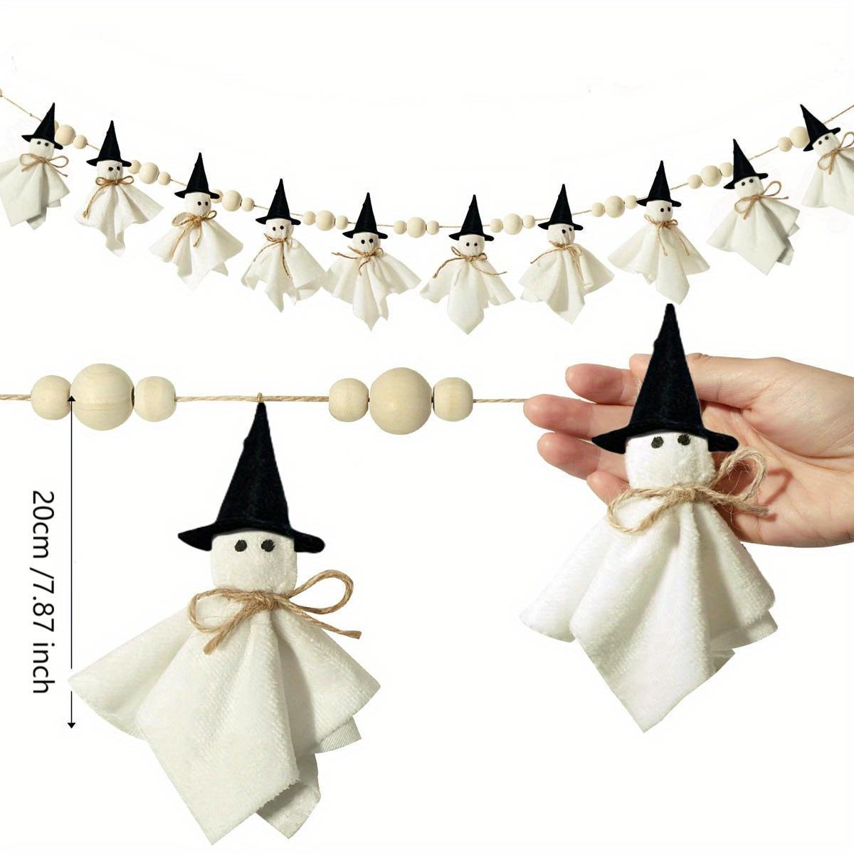 10 pcs Cute Halloween Ghost with Wooden Beads Garlands