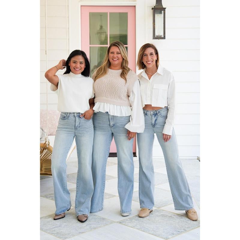 🏆BBL Vintage Wash Plus-Size Jeans -Stretchy, Straight Leg & Butt-Lifting Fit