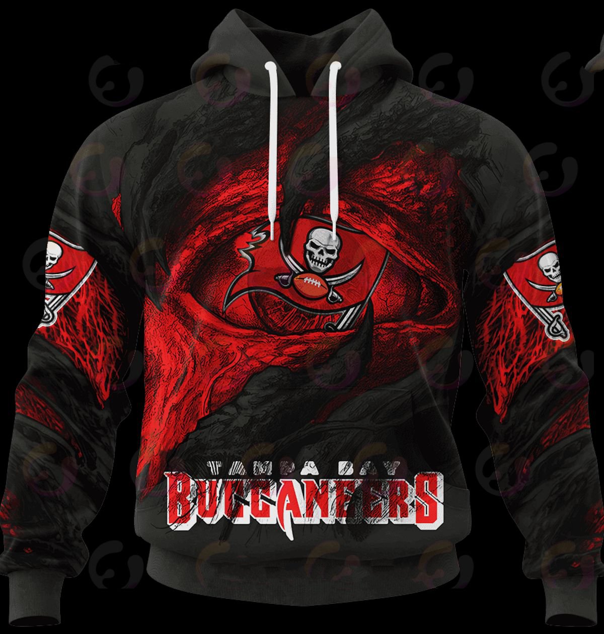 TAMPA BAY BUCCANEERS 3D HOODIE COMMANDERS DEMON EYES