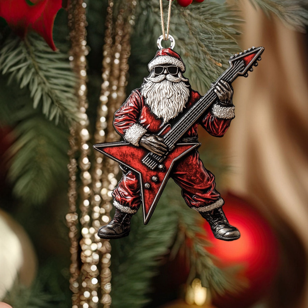 🤟🏼Rockin' Santa Christmas Ornaments