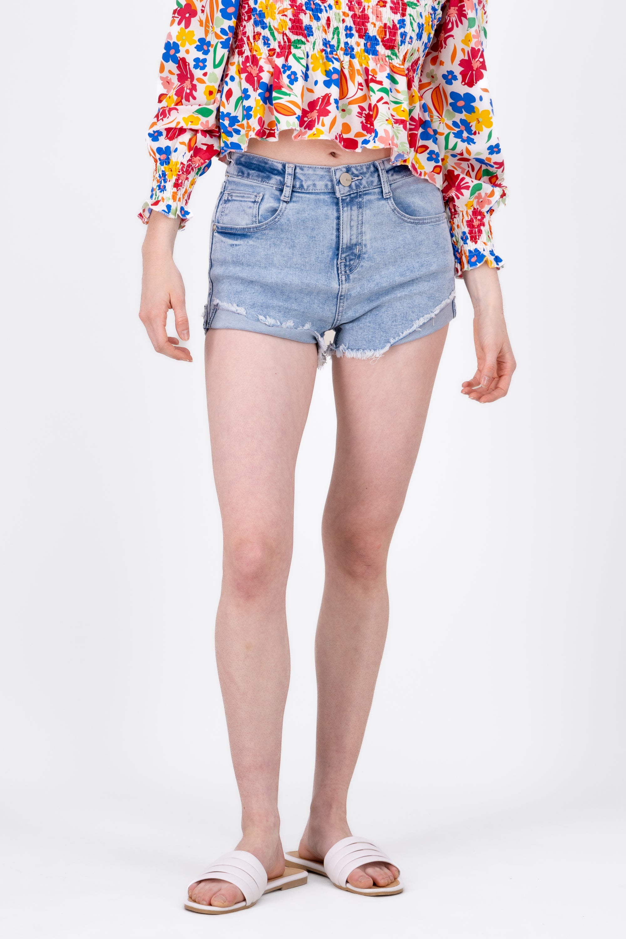 High Waist Short Hem Mini Shorts