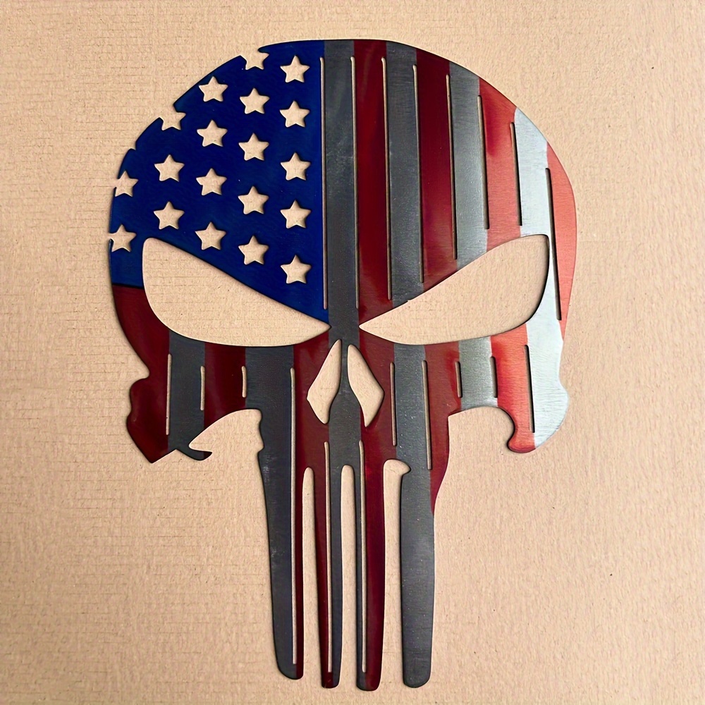 🔥ON SALE🔥🇺🇸 Patriotic Punisher Skull Wall Metal Art – CNC-Cut Precision Metalwork