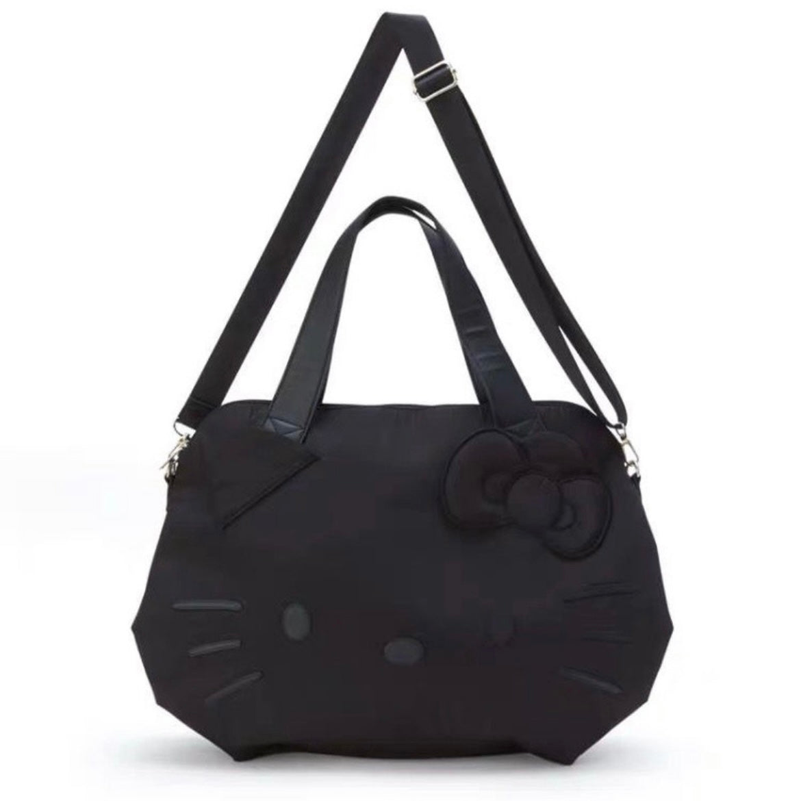 KT Black Large Travel Tote Bag Waterproof Expandable Duffel Gym Tote Bag Weekender Carry On Overnight Bags for Women