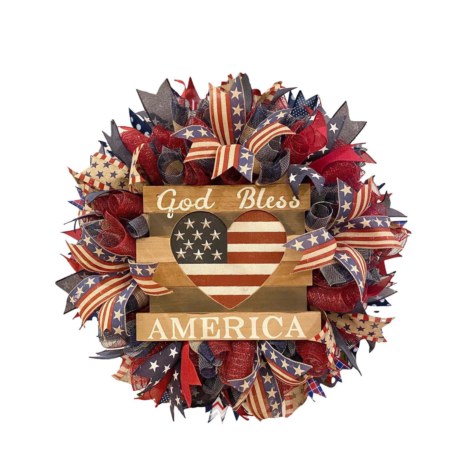 🔥Mother's Day Sale-[SAVE 50% OFF]-- 45CM/18 Inch Handmade God Bless America Wreath,New summer patriotic Independence Day wreath