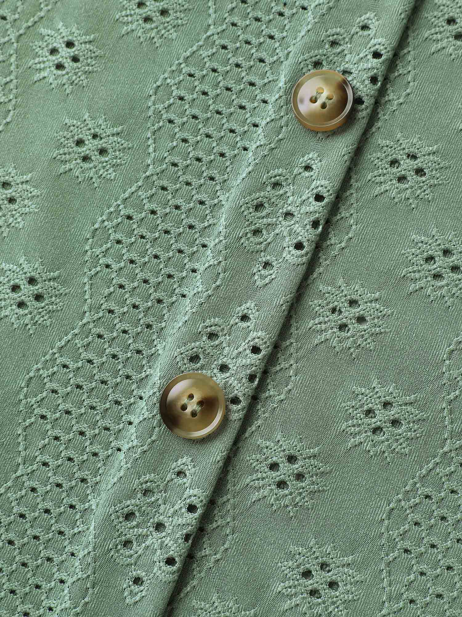 Cut-Out Textured Button Detail Tank Top