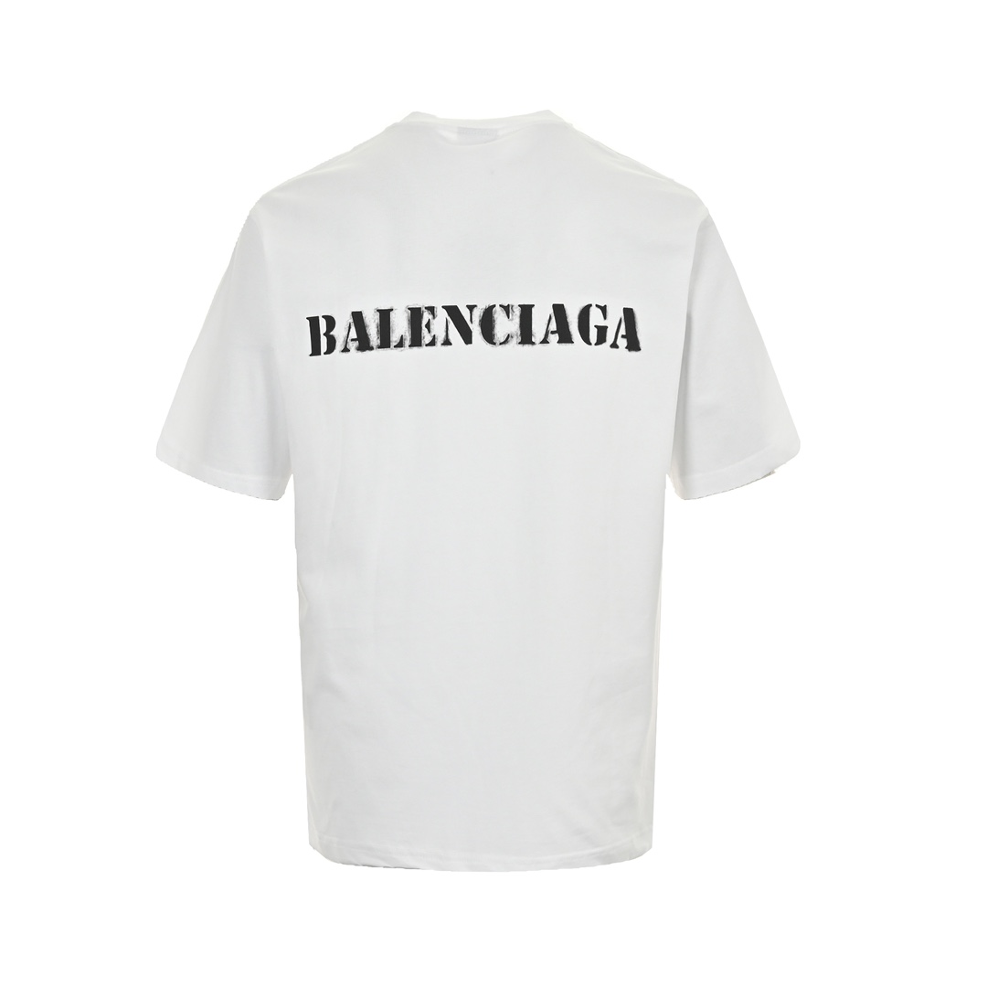 Balenciaga 24ss front and back blurred letter print short sleeves - black