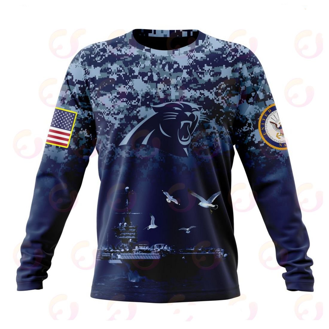 CAROLINA PANTHERS 3D HOODIE HONOR US NAVY VETERANS