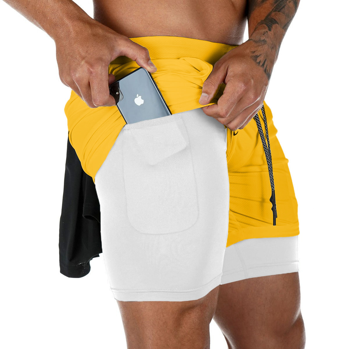 Summer sports shorts men's double-layer quick-drying breathable squat jogging casual pants basketball pants