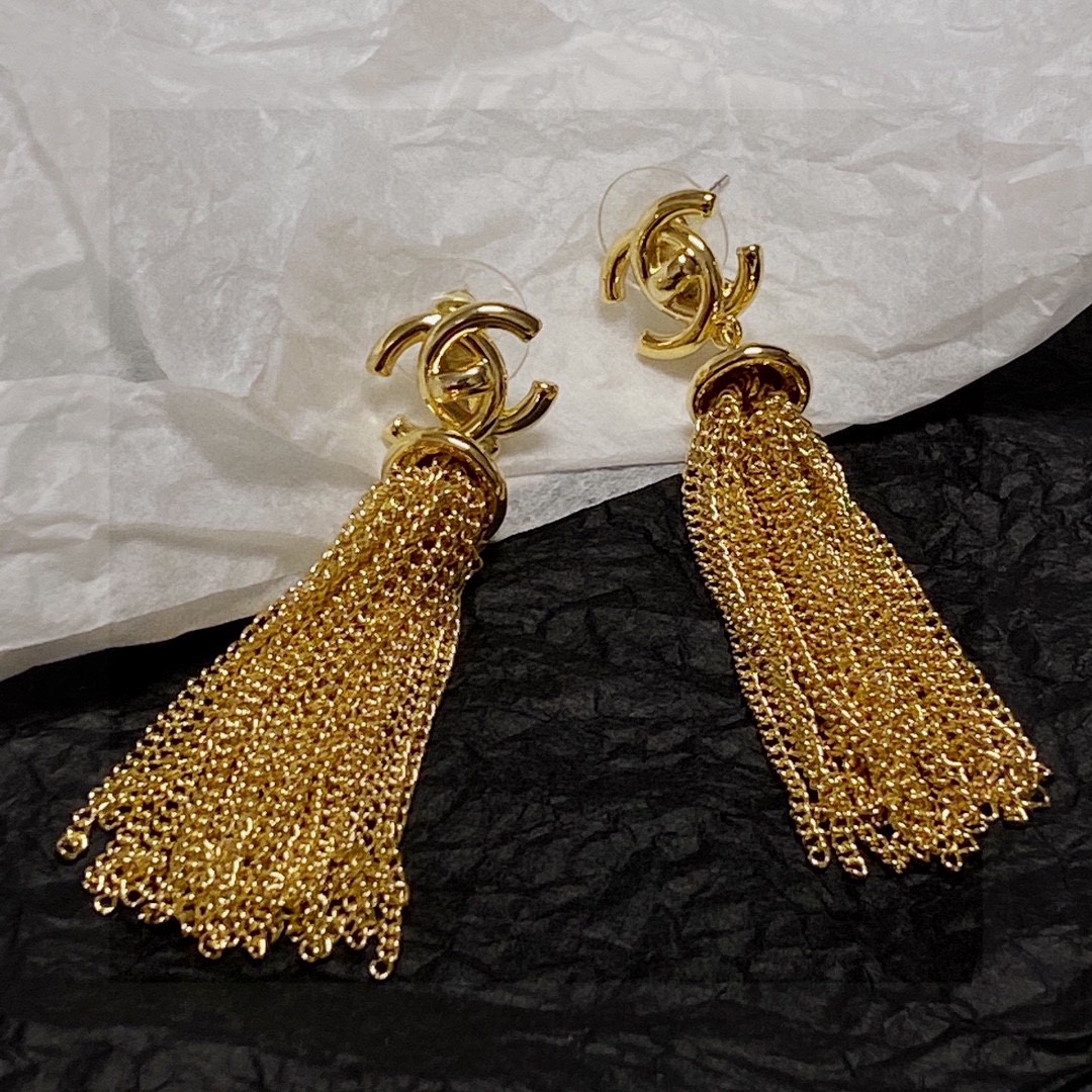Chanel long tassel earrings