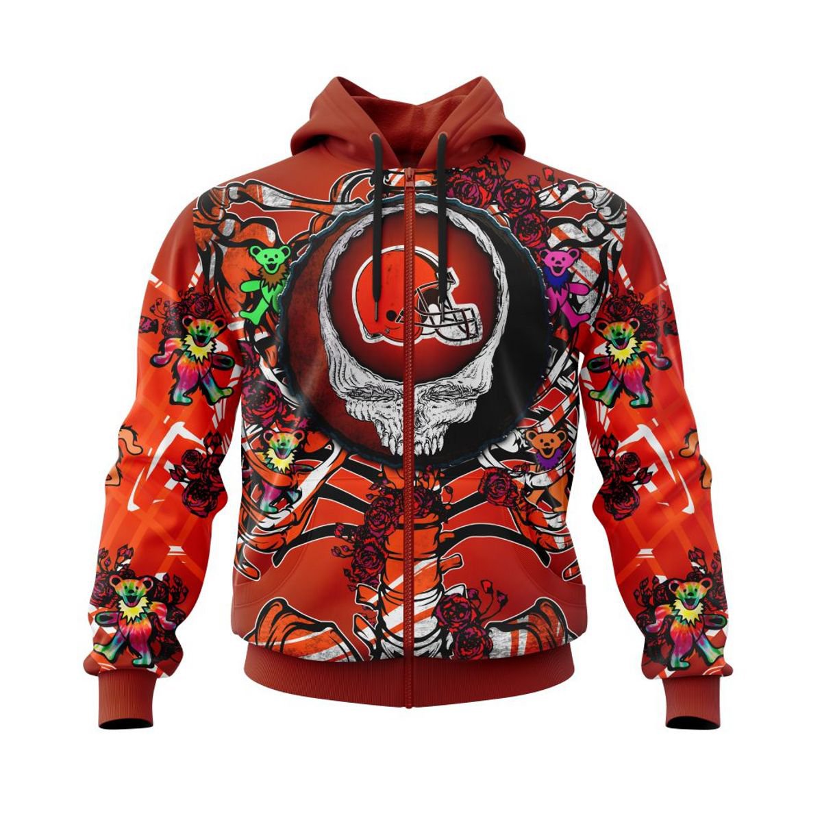 CLEVELAND BROWNS 3D HOODIE MIX GRATEFUL DEAD