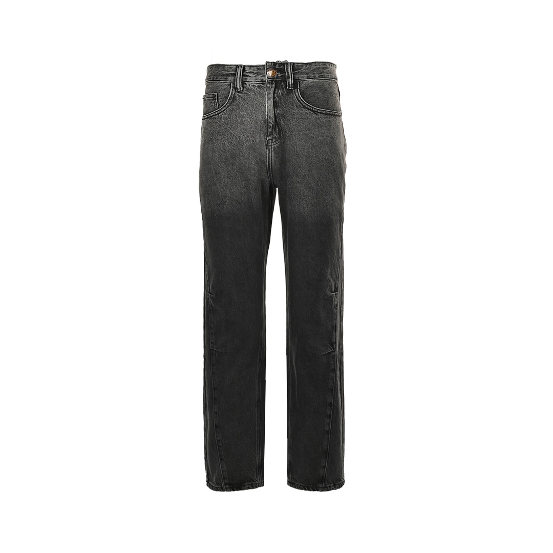 Prada 24Fw Deconstructed Wide-Leg Jeans with Back Pockets and Triangle Logo