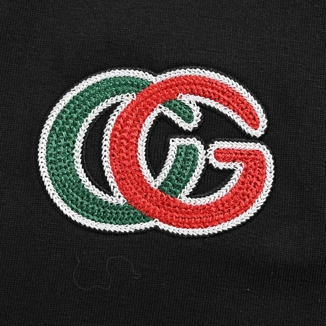 Gucci 24ss red and green double G embroidered short sleeve