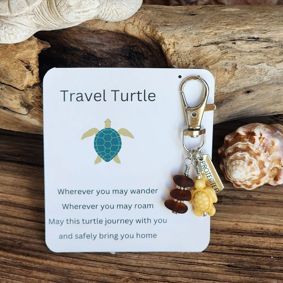 Sea glass Travel Turtle Charm