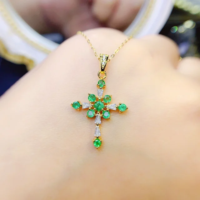 Emerald Ladies Necklace Christmas Pendant 925 Sterling Silver Ladies Necklace Gemstone 925 Sterling Silver Jewelry Certified