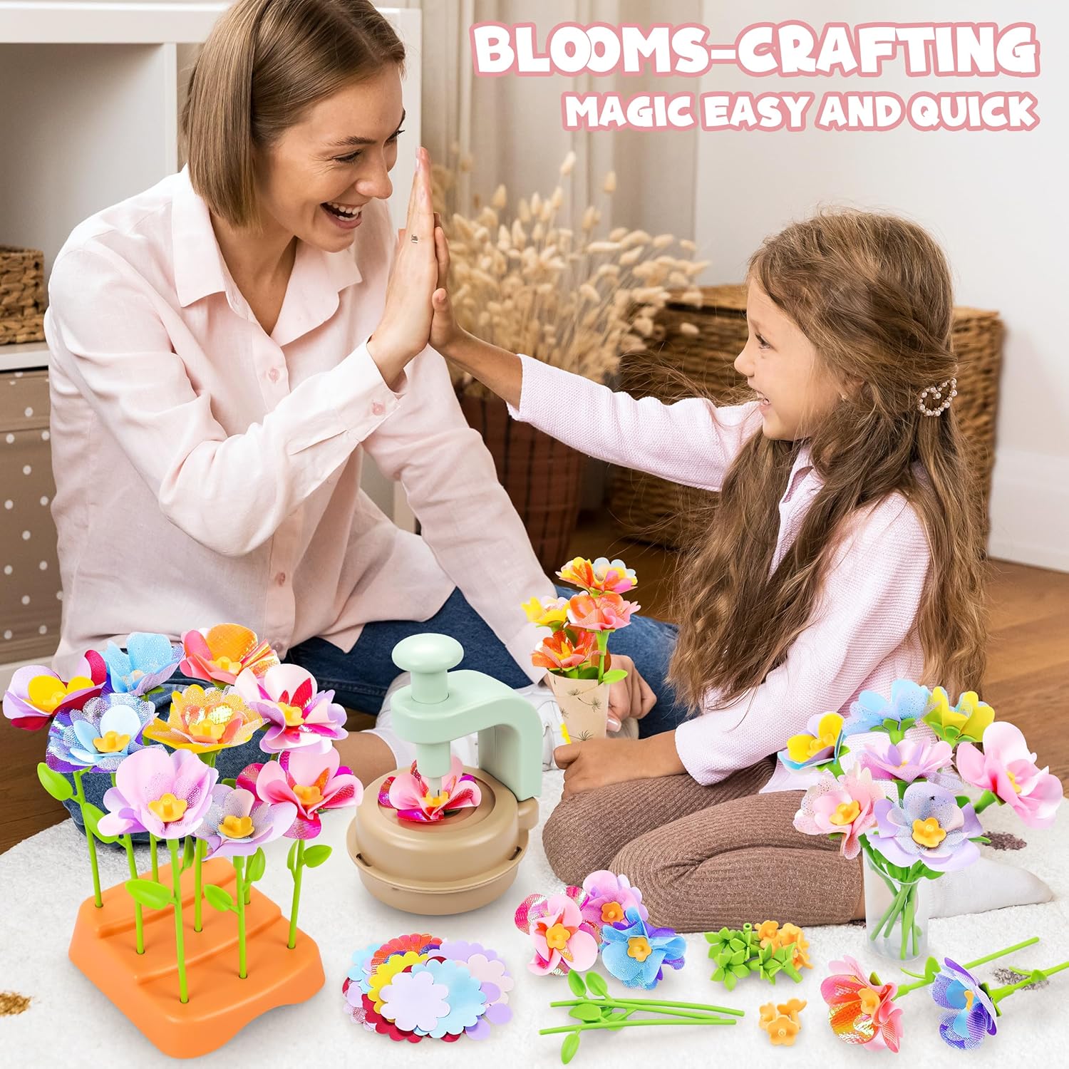DIY Craft Kits Toys for Kids, Fabric Flower Bouquets Toys