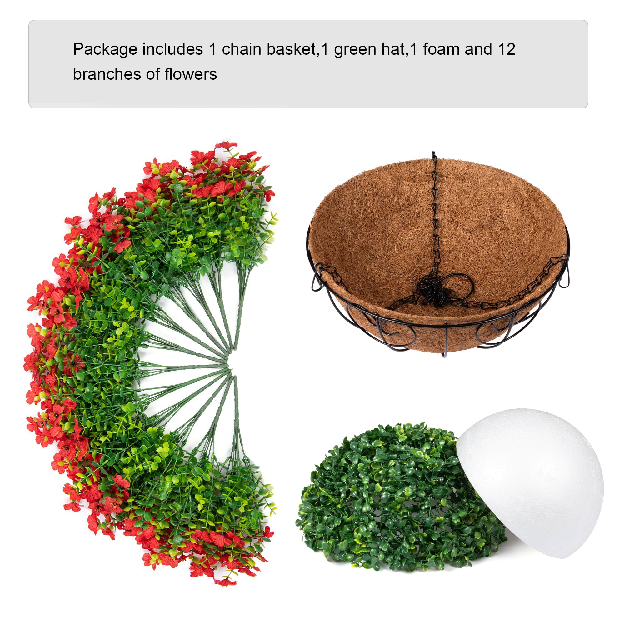 Artificial Faux Hanging Plants Flowers Basket Outdoor Porch Garden Summer Decoration