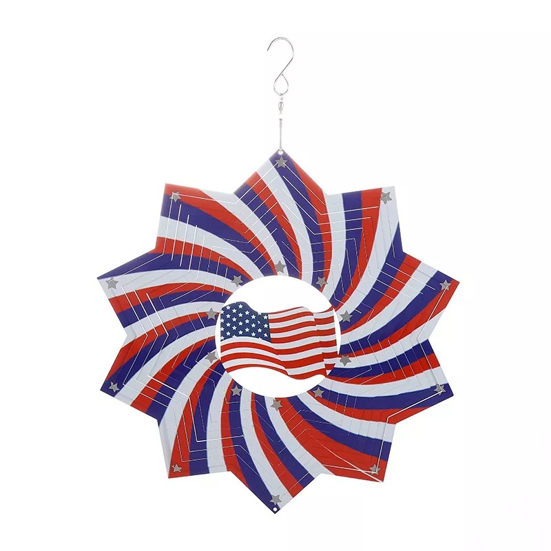 Patriotic Wind Spinner Metal Garden Decor