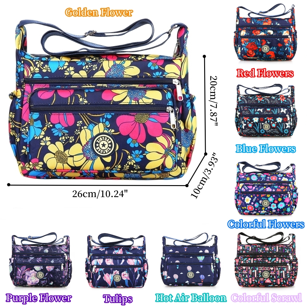Fashion Printing Large Capacity Multi-Pocket Dry-Wet Separation Crossbody Bag