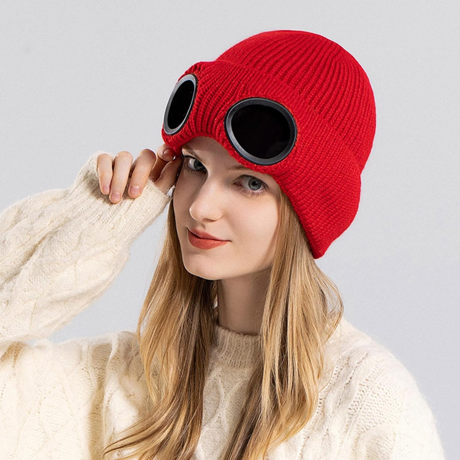 Winter Goggle Knitted Beanie Hat