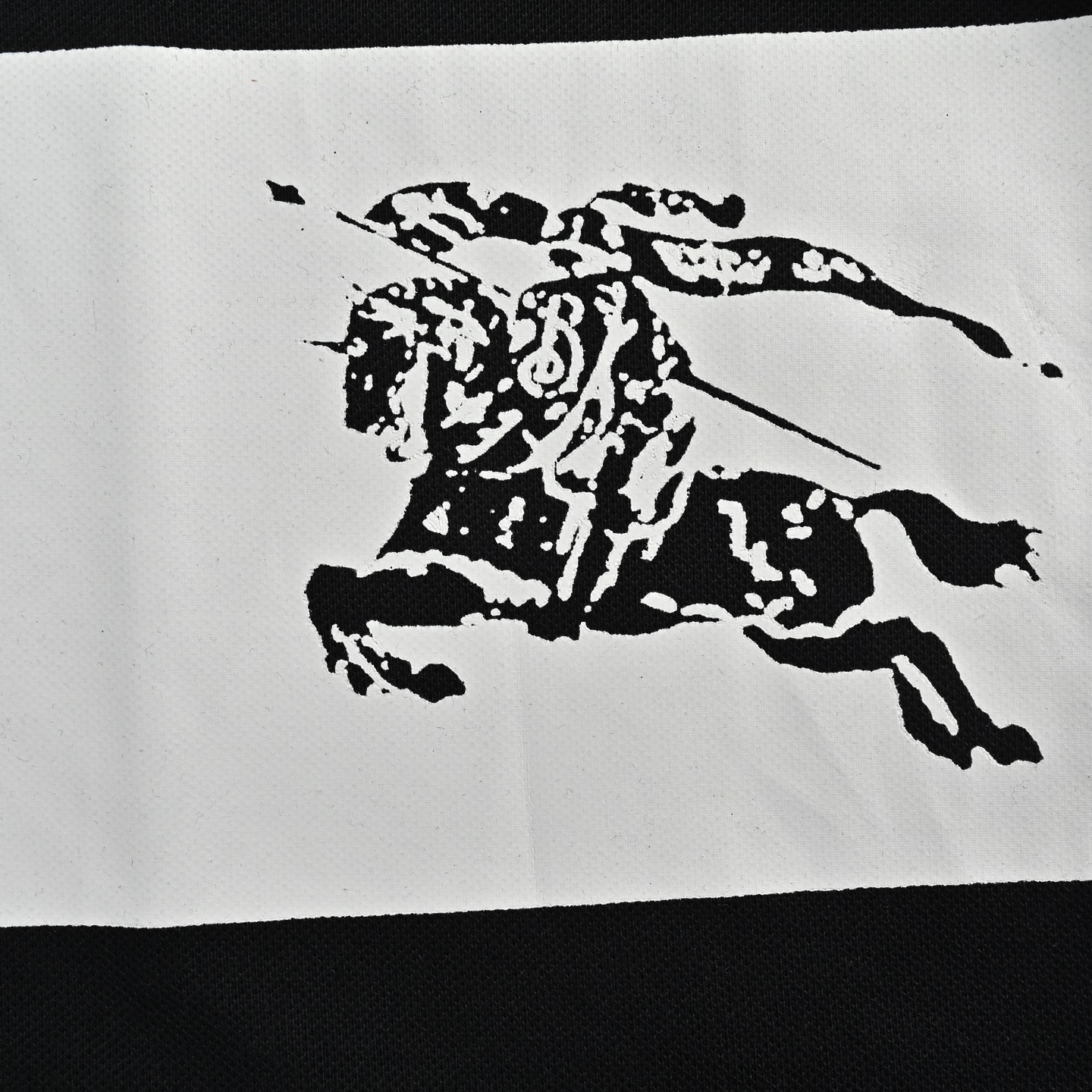Burberry 25ss horizontal striped warhorse print Polo short sleeve