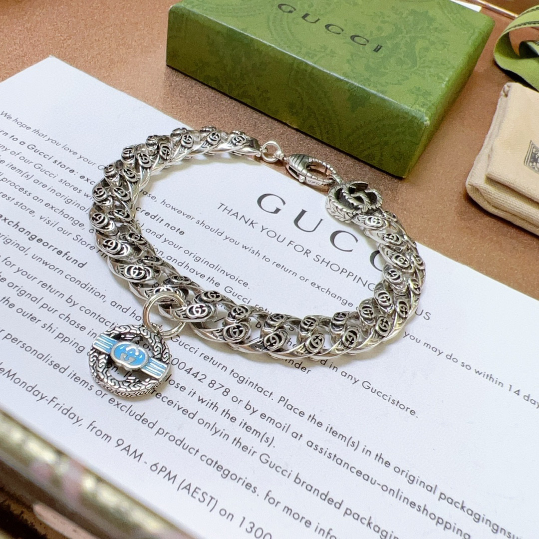 Gucci Blue GG Flat Bracelet