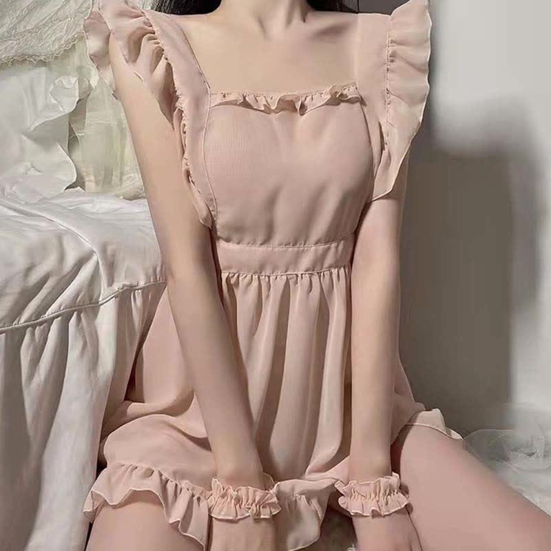 Cosplay Maid Backless See Through Lingerie Dress