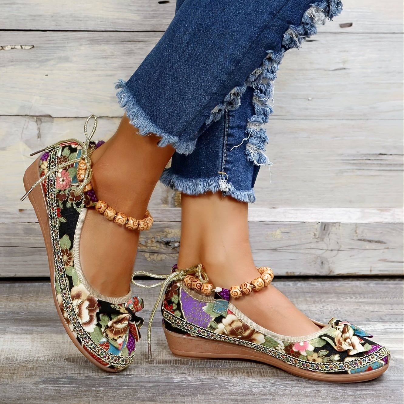 🔥Last Day 49% Off🔥Women's Floral Print Flat Sandals Shoes