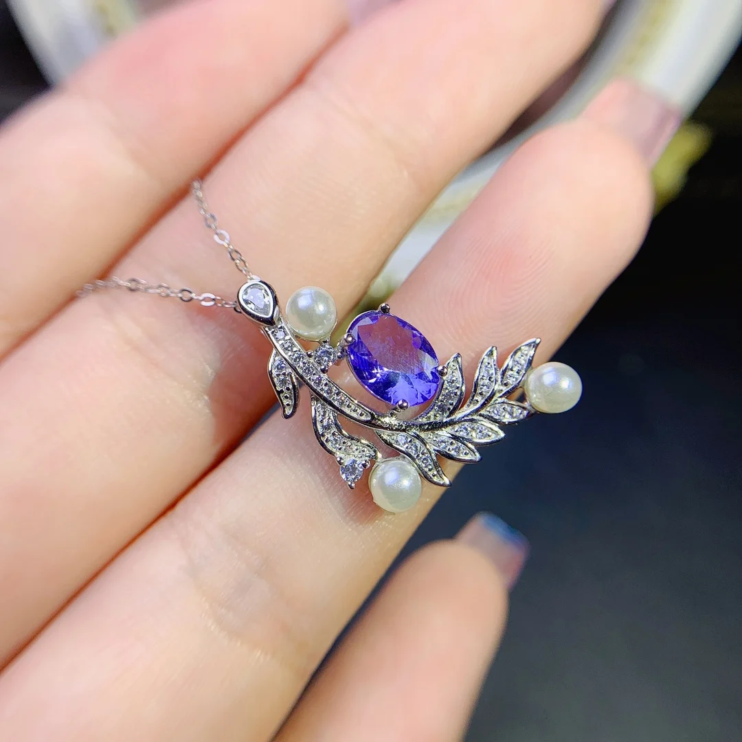 Natural Tanzanite Treasure Necklace 925 Silver Ladies Gem Crystal All Clean 925 Silver Free Shipping Jewelry Certified Boutique