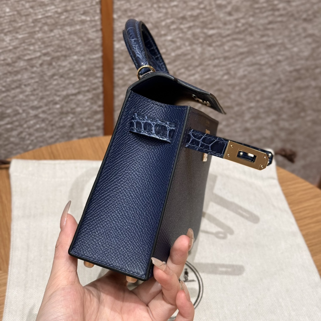 Hermès mini Kelly R2Blue agate handbag (handmade to order)