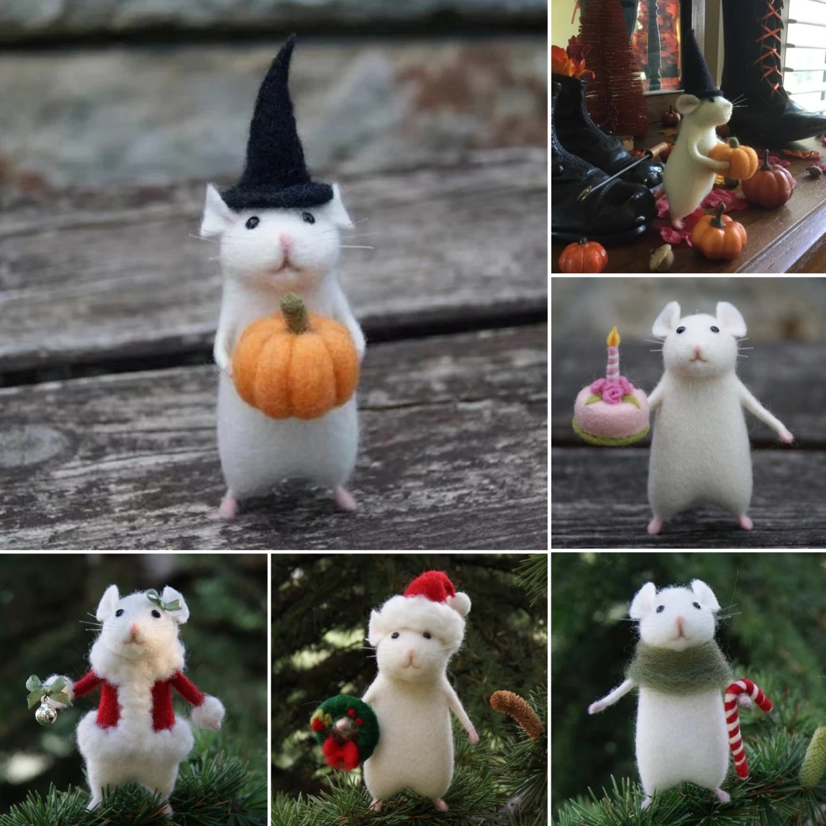 Handmade Halloween Mouse With A Pumpkin