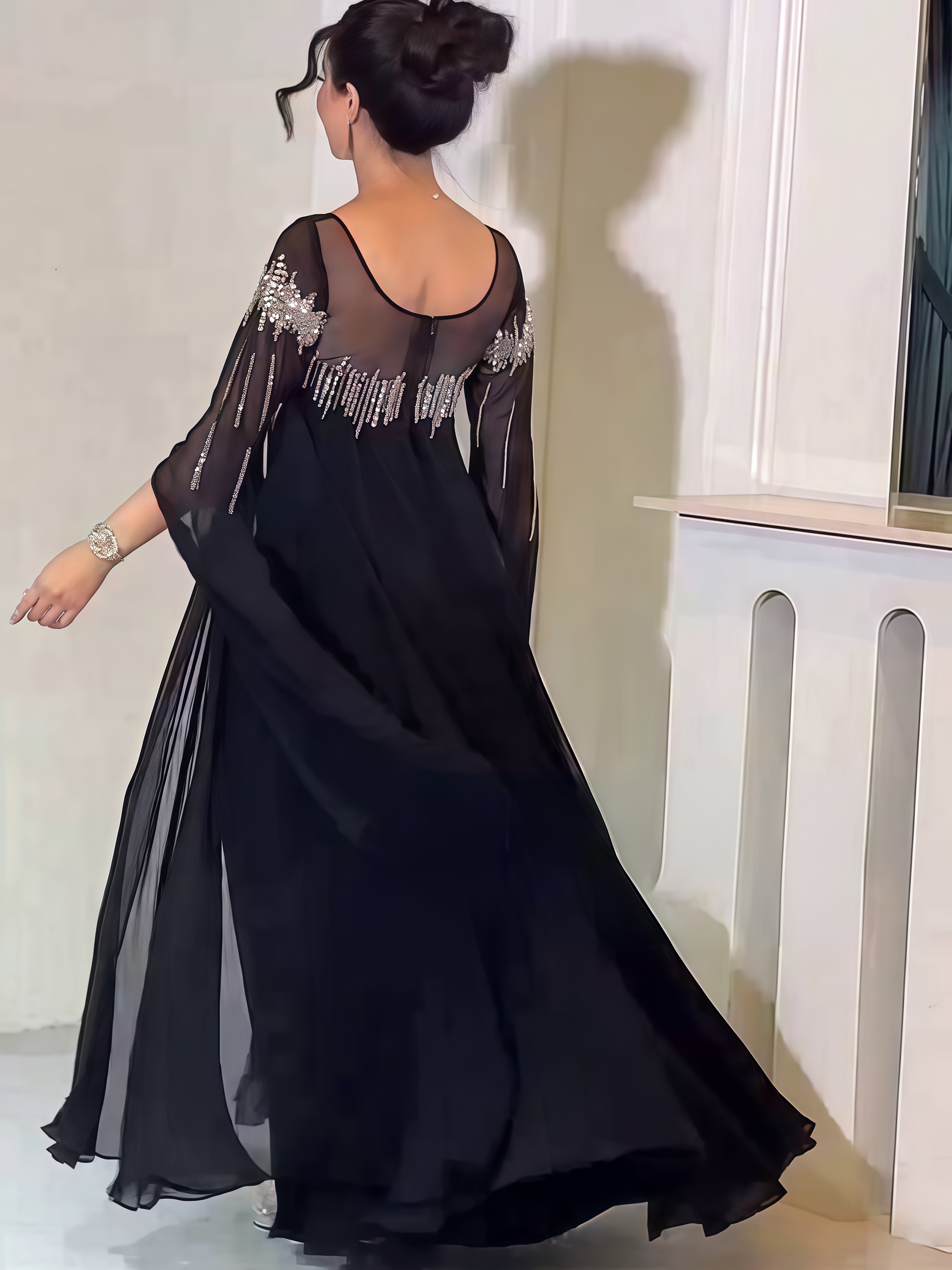 V-Neck Rhinestone Elegant Dress