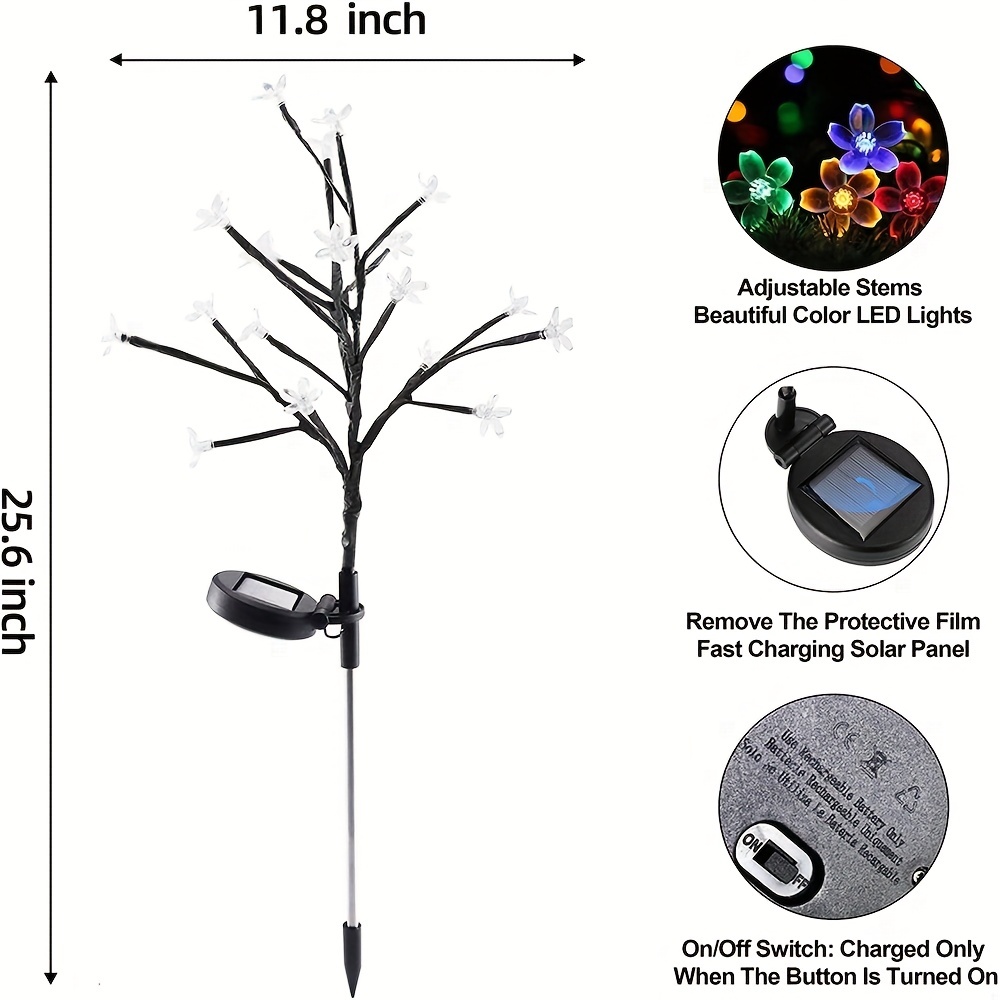 1pc Solar Cherry Lamp Landscape Tree Lamp LED String Lamp Outdoor Waterproof Lamp For Pathway, Patio, Yard, Lawn, Backyard, Garden, Christmas Decoration