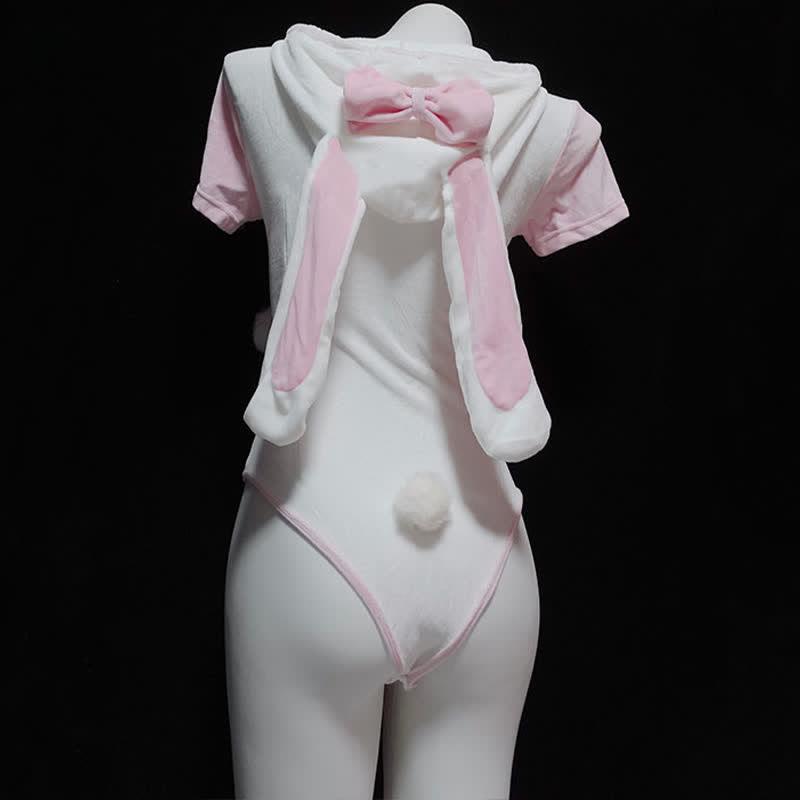 Cosplay Bunny Embroidery Colorblock Jumpsuit Lingerie