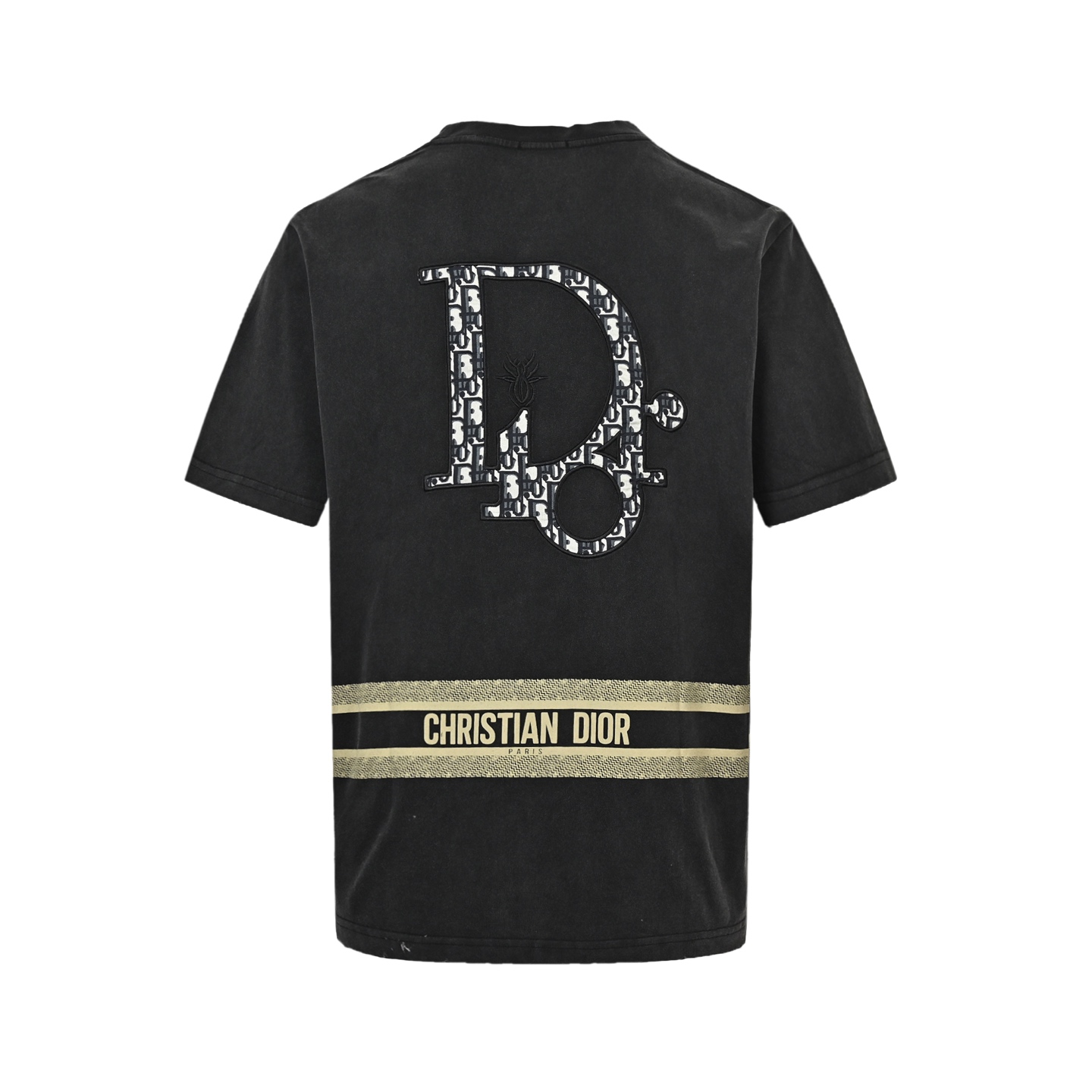 Dior small D embroidery destroyed splicing short sleeve