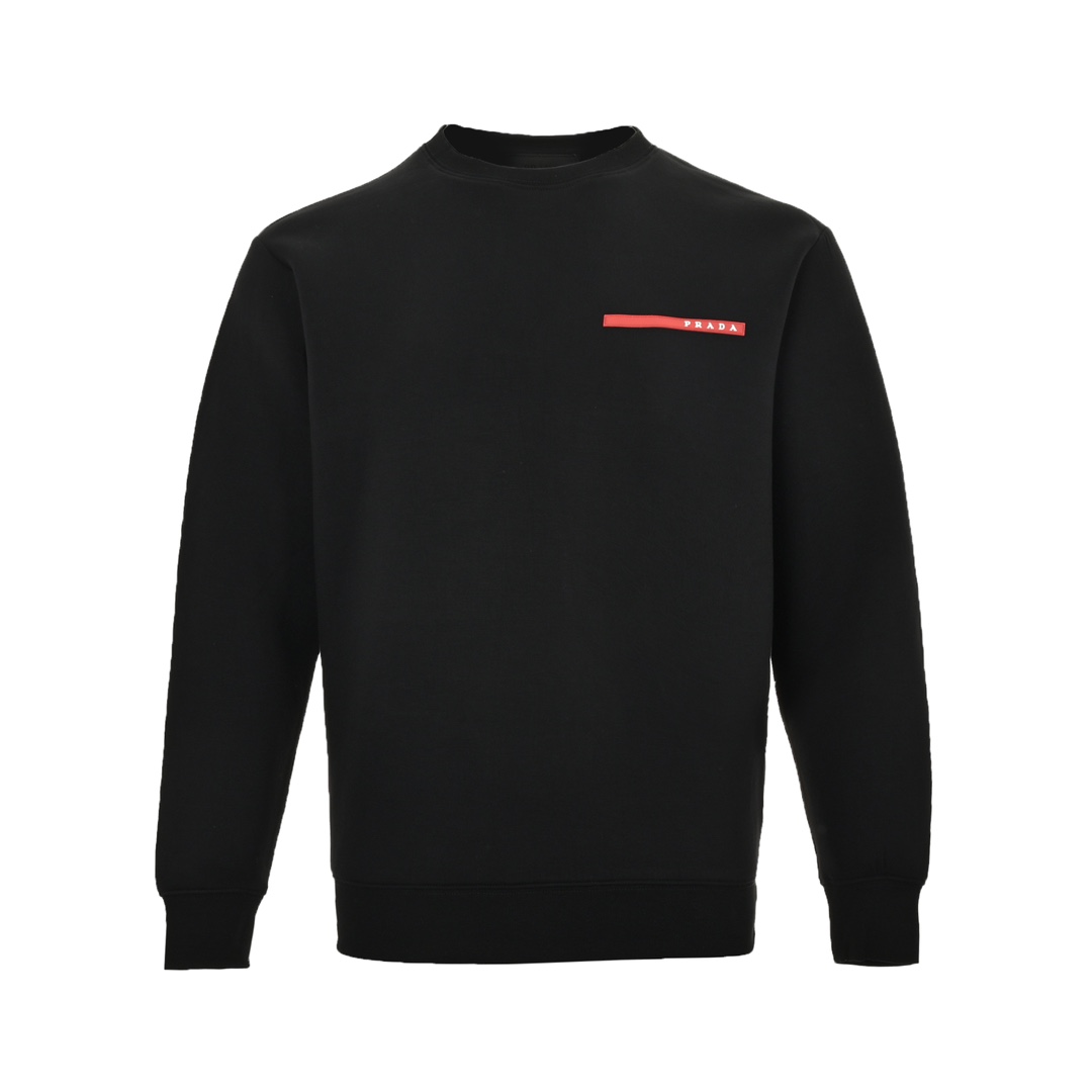 Prada 24Fw red striped air layer crew neck sweatshirt