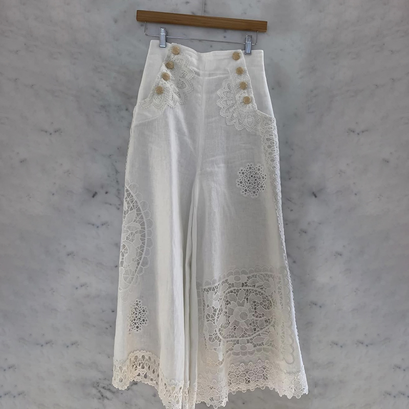 Floral Lace Flowy Wide Leg Pants