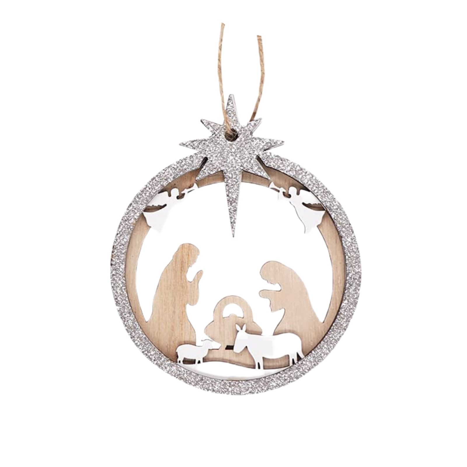 💥ON SALE💥Wooden Carved Nativity Scene - Christian Tree Ornaments🎄