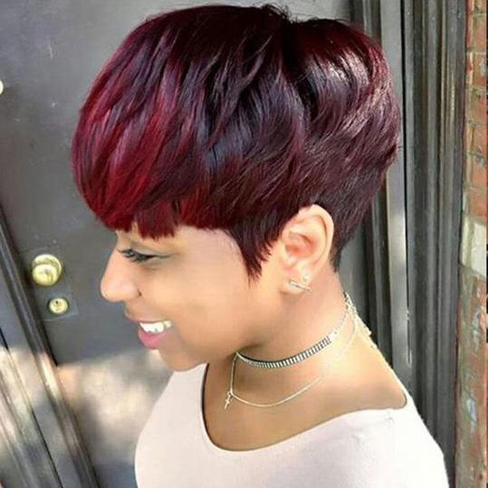 Luna 030 Red Wig Affordable Short Straight Layered Hair with Bangs