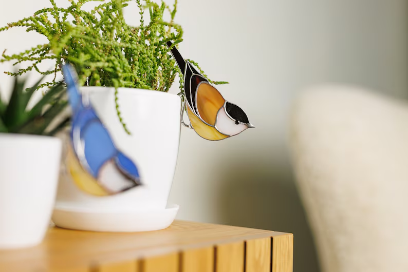 Stained Glass  Planter Decor