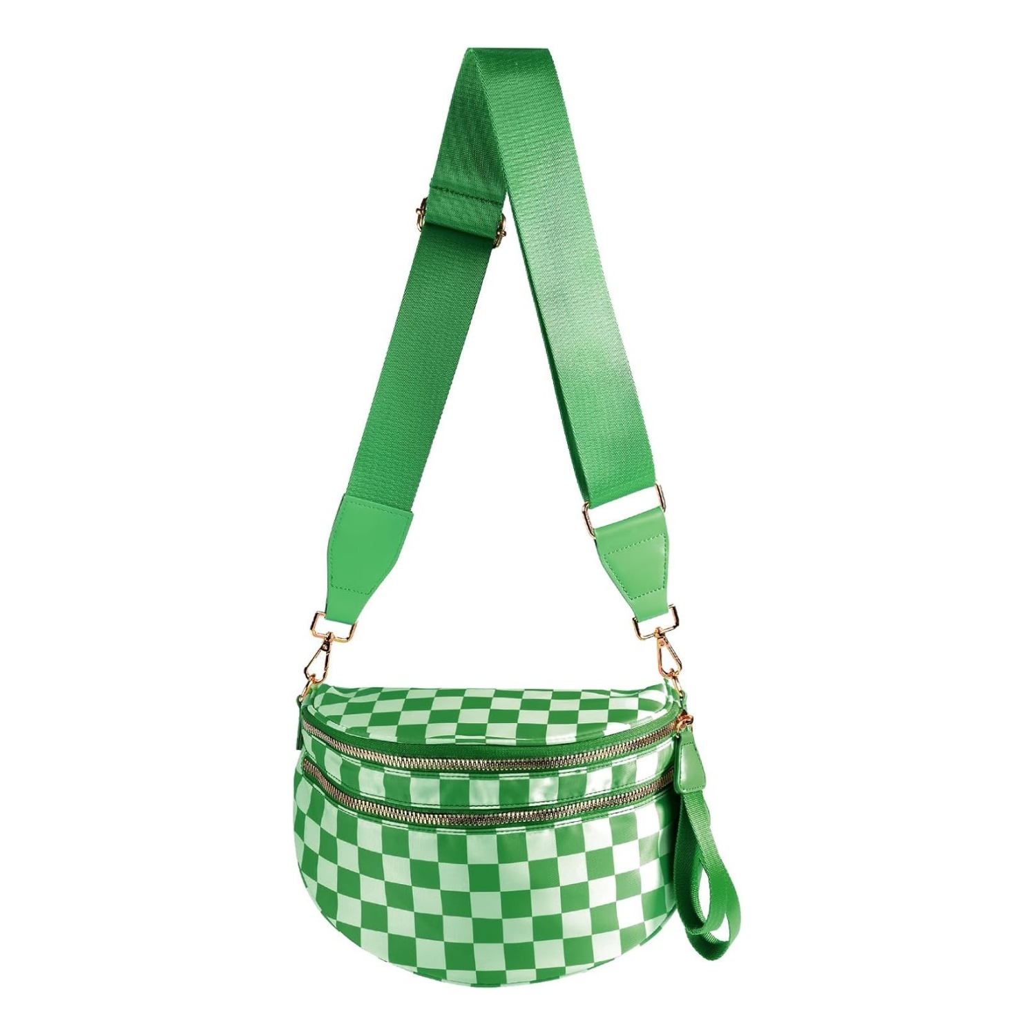 💥ON SALE💥Black and White Checkered Crossbody Nylon Bum Bag Plus Size Friendly Fanny Pack