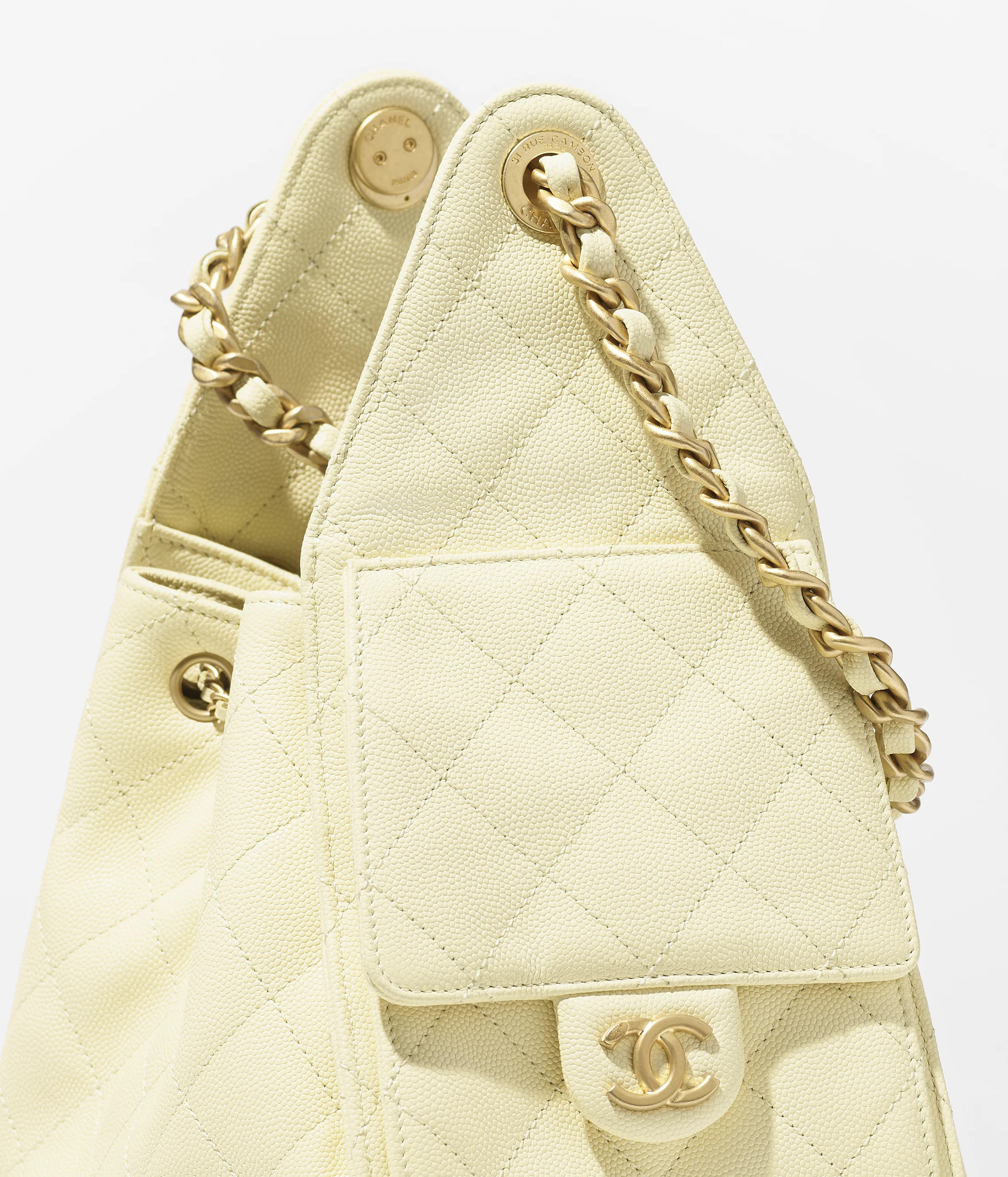 Chanel Small 25 Grained Calfskin & Gold-Tone Metal Light Yellow AS5293-B20304-NAGEQ