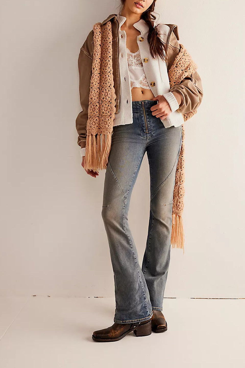 Women's Knitted Coat with Stand Collar – Solid Color Cardigan Sweater