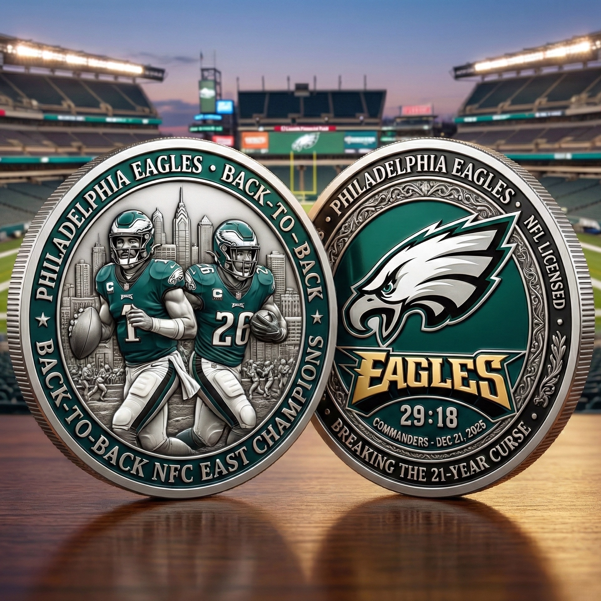 2025 Eagles Back-to-Back NFC East Champions Commemorative Coin